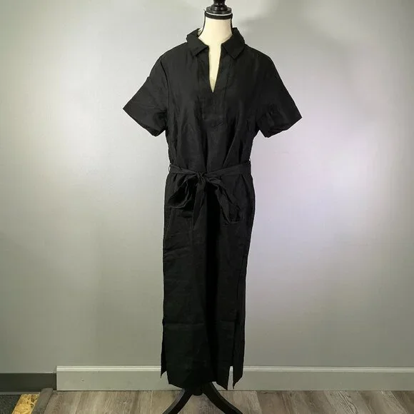 Tommy Bahama | Dresses | Tommy Bahama Coastalina Popover Womens Size L Black  Linen Midi Dress Nwt | Poshmark